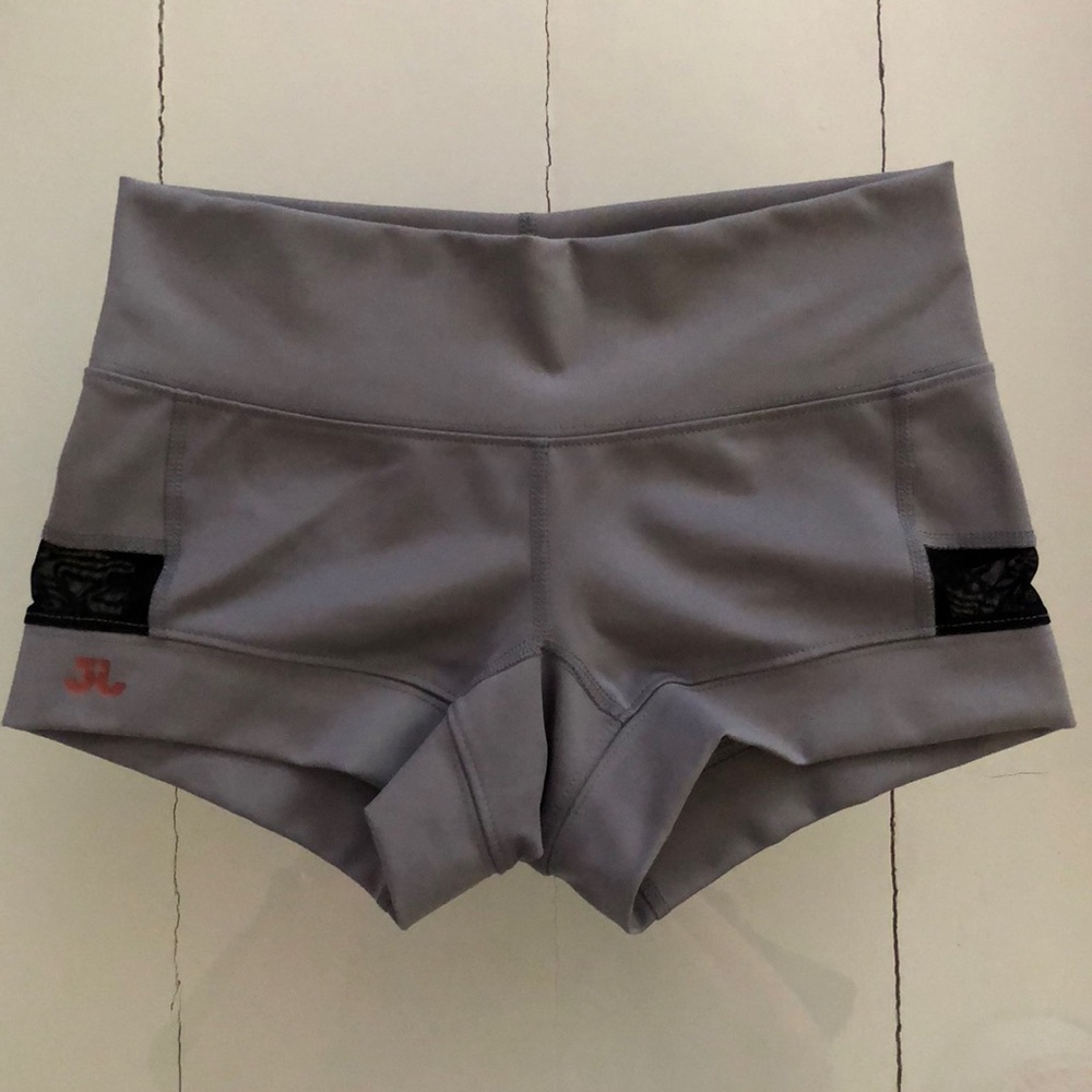 Jo +Jax dance shorts, gray with black mesh, XXSA